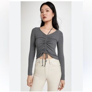 LNA Malika Ruched Front Rib Top